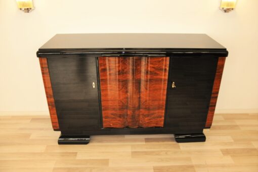 Art Deco, Highgloss, commode, sideboard, curved doors, walnut, veneer, pinaolacquer, mirror finsih, living room, design furniture, storage