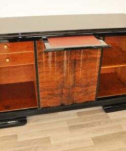 Art Deco, Highgloss, commode, sideboard, curved doors, walnut, veneer, pinaolacquer, mirror finsih, living room, design furniture, storage