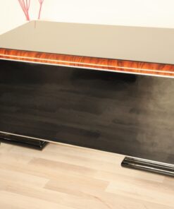 Art Deco, Desk, highgloss, polished, surfaces, burl, details, office, furniture, lacobell glass, writing plate, chrome bars, drawers