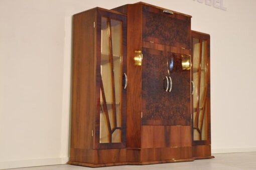 Art Deco, Bar, Cabinet, Sideboard, Commode, Furniture, Storage Piece, Showcase, Vitrine, Walnut, Veneer, Mirror, Interior, Design, Living room