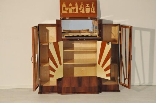 Art Deco, Bar, Cabinet, Sideboard, Commode, Furniture, Storage Piece, Showcase, Vitrine, Walnut, Veneer, Mirror, Interior, Design, Living room