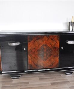 Art Deco, Furniture, Sideboard, Buffet, Credenza, Walnut, Wood, restored, original, antique, vintage, living room, design, storage