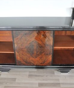 Art Deco, Furniture, Sideboard, Buffet, Credenza, Walnut, Wood, restored, original, antique, vintage, living room, design, storage