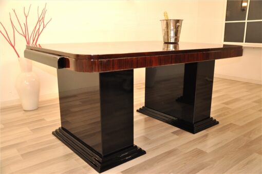 Art Deco, Furniture, Office, Design, Desk, Ladys Desk, Table, Macassar, Top, Elegant, Black, high gloss, hand polished, living room