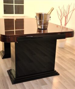 Art Deco, Furniture, Office, Design, Desk, Ladys Desk, Table, Macassar, Top, Elegant, Black, high gloss, hand polished, living room