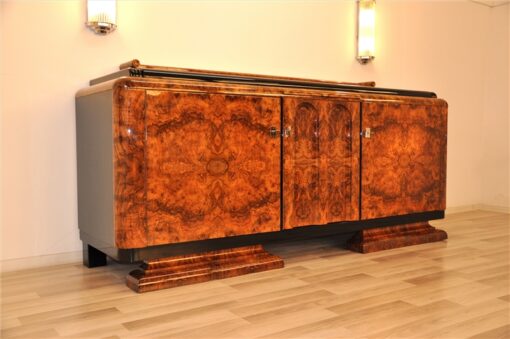 Art Deco, Sideboard, Buffet, Credenza, Furniture, Storage, Burl, Wood, Walnut, Desing, Era, French, France, Luxurious, Living room