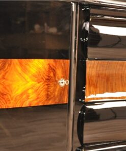 Art Deco, sideboard, buffet, credenza, storage, cabinet, black, highgloss, walnut, large, space, design, rounded corners, serving extensions