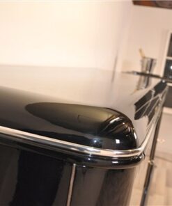 Art Deco, sideboard, buffet, credenza, storage, cabinet, black, highgloss, walnut, large, space, design, rounded corners, serving extensions