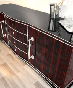 Art Deco, Macassar, xxl, sideboard, buffet, cabinet, veneer, storage, living room, design, furniture, shelves, chrome handle