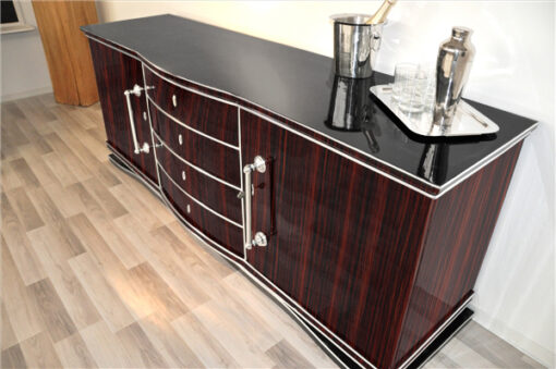 Art Deco, Macassar, xxl, sideboard, buffet, cabinet, veneer, storage, living room, design, furniture, shelves, chrome handle