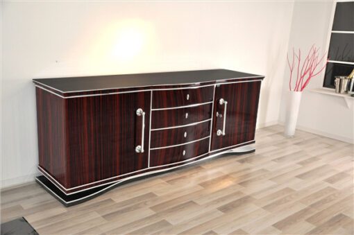 Art Deco, Macassar, xxl, sideboard, buffet, cabinet, veneer, storage, living room, design, furniture, shelves, chrome handle