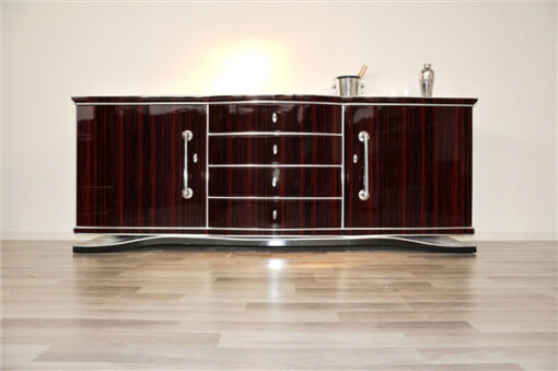 Art Deco, Macassar, xxl, sideboard, buffet, cabinet, veneer, storage, living room, design, furniture, shelves, chrome handle