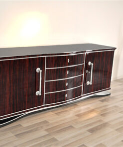 Art Deco, Macassar, xxl, sideboard, buffet, cabinet, veneer, storage, living room, design, furniture, shelves, chrome handle