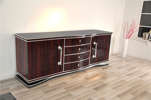 Art Deco, Macassar, xxl, sideboard, buffet, cabinet, veneer, storage, living room, design, furniture, shelves, chrome handle