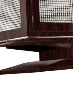 Art Deco, Sideboard, Buffet, large, design, macassar, diamonds, stones, veneer, glass, vitrine, shape, curved doors, living room