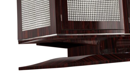 Art Deco, Sideboard, Buffet, large, design, macassar, diamonds, stones, veneer, glass, vitrine, shape, curved doors, living room