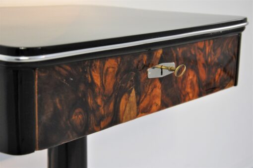 Art Deco, console, table, walnut, drawer, petite, high gloss, furniture, design, polsiehd, restoration, living room, antique