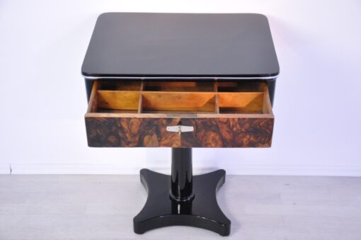 Art Deco, console, table, walnut, drawer, petite, high gloss, furniture, design, polsiehd, restoration, living room, antique