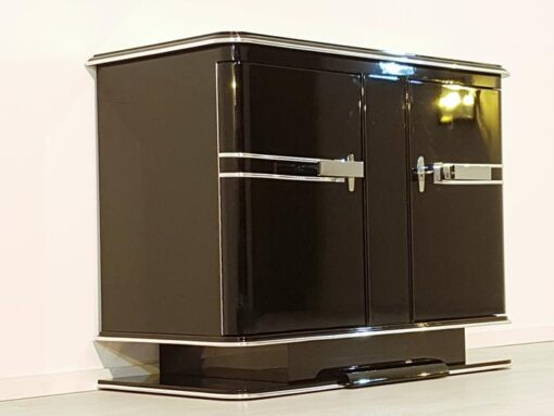 Commode, furniture, living room, France, Art Deco, piano lacquer, furniture, black, design, luxury, green interior, chrome