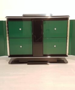 Commode, furniture, living room, France, Art Deco, piano lacquer, furniture, black, design, luxury, green interior, chrome