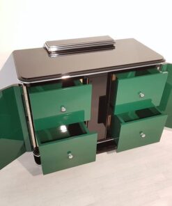 Commode, furniture, living room, France, Art Deco, piano lacquer, furniture, black, design, luxury, green interior, chrome