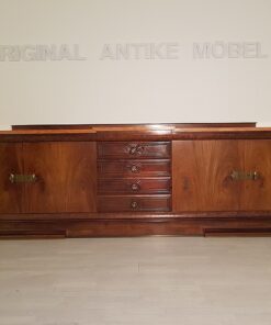 Art Deco, Sideboard, Buffet, Credenza, Paris, France, Desing, Walnut, Wood, living room, storage, french, brass handles, hutch, marble