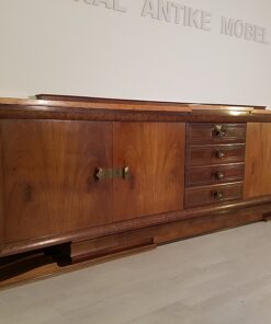 Art Deco, Sideboard, Buffet, Credenza, Paris, France, Desing, Walnut, Wood, living room, storage, french, brass handles, hutch, marble