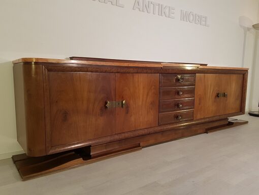 Art Deco, Sideboard, Buffet, Credenza, Paris, France, Desing, Walnut, Wood, living room, storage, french, brass handles, hutch, marble