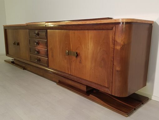 Art Deco, Sideboard, Buffet, Credenza, Paris, France, Desing, Walnut, Wood, living room, storage, french, brass handles, hutch, marble