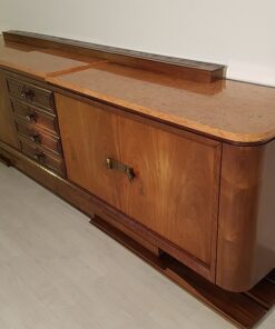 Art Deco, Sideboard, Buffet, Credenza, Paris, France, Desing, Walnut, Wood, living room, storage, french, brass handles, hutch, marble