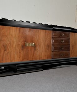 Art Deco, Sideboard, Buffet, Credenza, Paris, France, Desing, Walnut, Wood, living room, storage, french, brass handles, hutch, marble