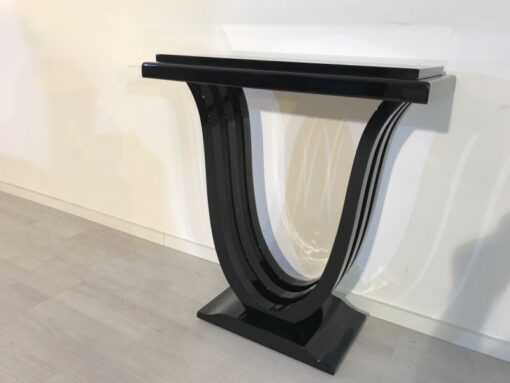 Black, elegant, console, art deco, great foot, living room, design, replicas, luxury, veneer, mahogany, piano lacquer, style