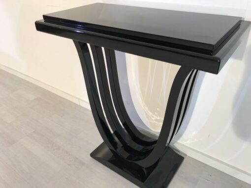 Black, elegant, console, art deco, great foot, living room, design, replicas, luxury, veneer, mahogany, piano lacquer, style