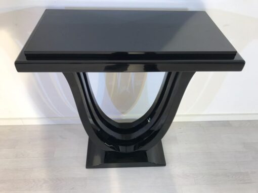 Black, elegant, console, art deco, great foot, living room, design, replicas, luxury, veneer, mahogany, piano lacquer, style