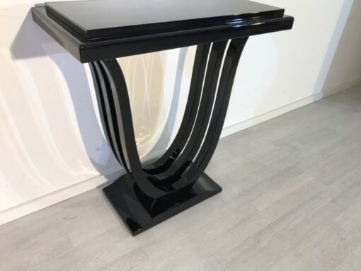 Black, elegant, console, art deco, great foot, living room, design, replicas, luxury, veneer, mahogany, piano lacquer, style