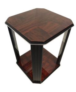 Black, high gloss, side table, art deco, great foot, living room, chrome handles, lacquer, luxury, veneer, chrome lines, piano lacquer, mahogany