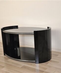 black, high gloss, couch, art deco, great foot, living room, table, lacquer, luxury, veneer, chrome lines,