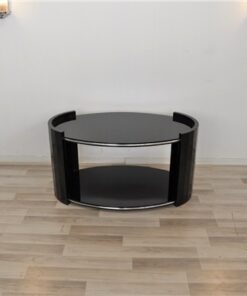 black, high gloss, couch, art deco, great foot, living room, table, lacquer, luxury, veneer, chrome lines,