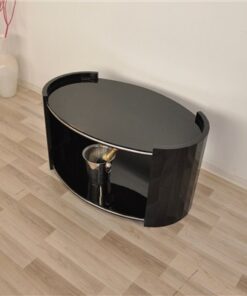 black, high gloss, couch, art deco, great foot, living room, table, lacquer, luxury, veneer, chrome lines,