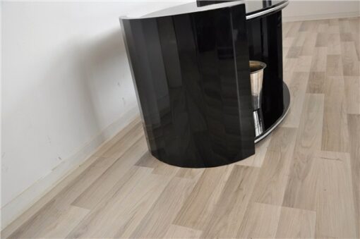 black, high gloss, couch, art deco, great foot, living room, table, lacquer, luxury, veneer, chrome lines,