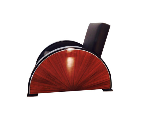 black, red, high-gloss, armchair, art deco, great foot, living room, lacquer, luxury, veneer, chrome lines, piano lacquer, rosewood