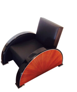 black, red, high-gloss, armchair, art deco, great foot, living room, lacquer, luxury, veneer, chrome lines, piano lacquer, rosewood