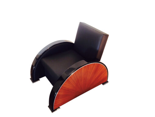 black, red, high-gloss, armchair, art deco, great foot, living room, lacquer, luxury, veneer, chrome lines, piano lacquer, rosewood