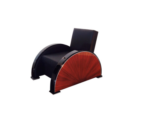 black, red, high-gloss, armchair, art deco, great foot, living room, lacquer, luxury, veneer, chrome lines, piano lacquer, rosewood