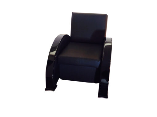 black, red, high-gloss, armchair, art deco, great foot, living room, lacquer, luxury, veneer, chrome lines, piano lacquer, rosewood