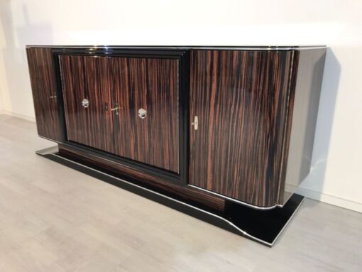 brown, high gloss, sideboard, art deco, great foot, living room, chrome handles, lacquer, luxury, veneer, chrome lines, piano lacquer