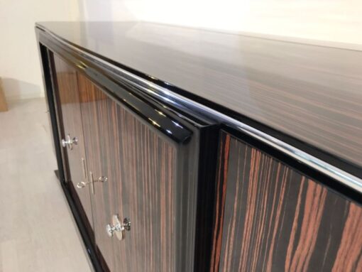 brown, high gloss, sideboard, art deco, great foot, living room, chrome handles, lacquer, luxury, veneer, chrome lines, piano lacquer