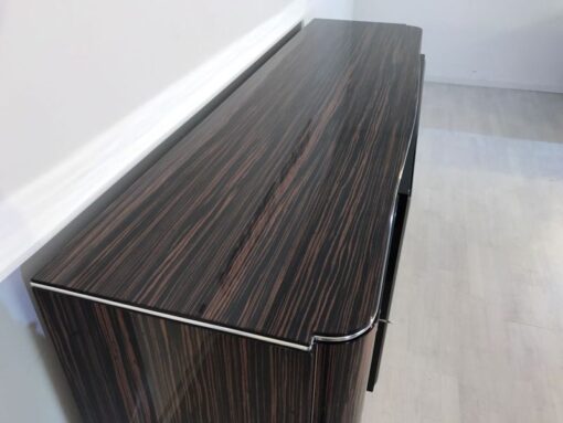 brown, high gloss, sideboard, art deco, great foot, living room, chrome handles, lacquer, luxury, veneer, chrome lines, piano lacquer