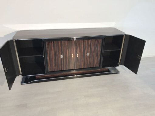 brown, high gloss, sideboard, art deco, great foot, living room, chrome handles, lacquer, luxury, veneer, chrome lines, piano lacquer