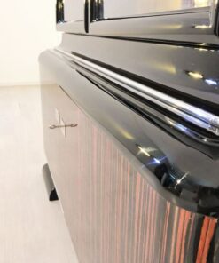 black, high-gloss, vitrine, art deco, great foot, living room, chrome handles, lacquer, luxury, veneer, chrome lines, piano lacquer